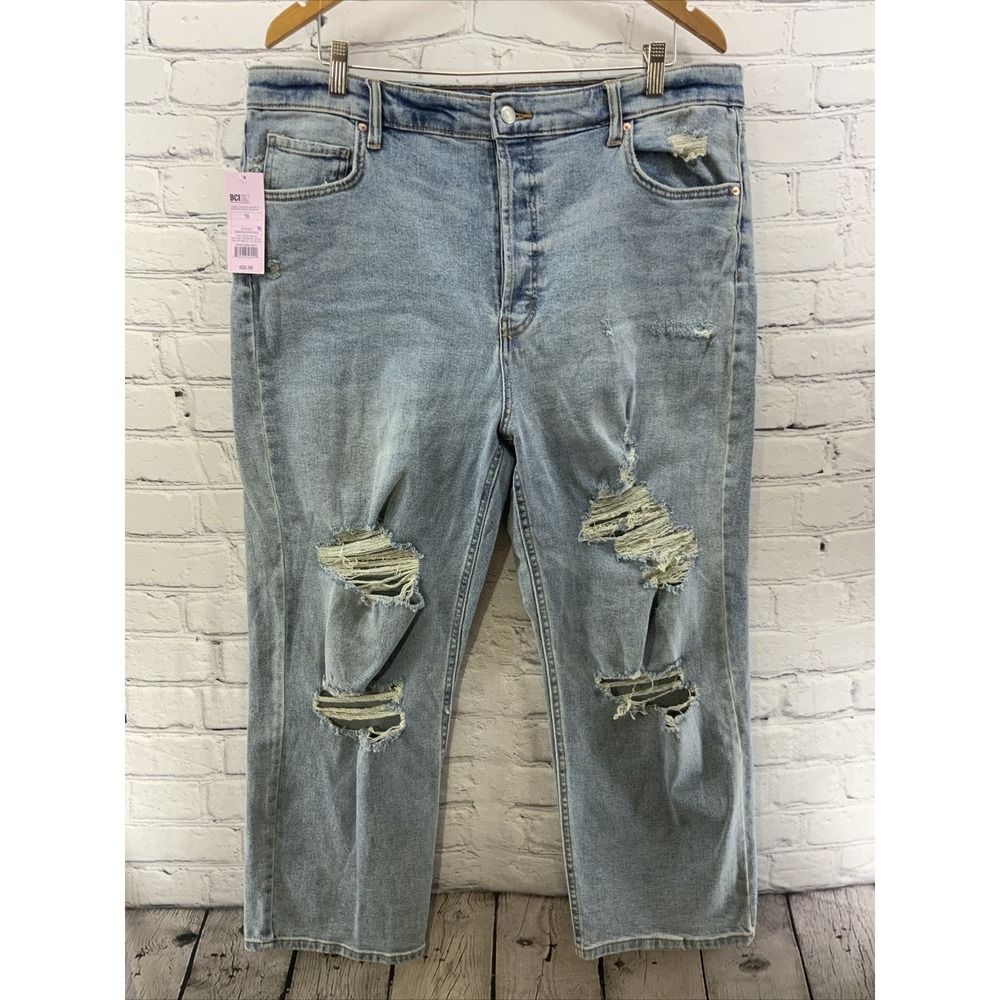 Wild Fable Blue Jeans Womens Sz 18 Distressed‎ Light Wash NWT